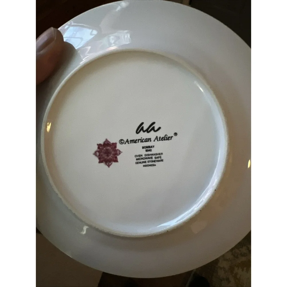 Vintage American Atelier Dinner Salad Bread Plates Coffee Cup Bombay #5042 3pc